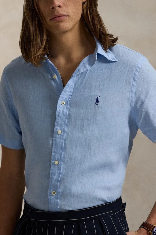 Polo Ralph Lauren camicia di lino Sport Shirt blu 710968912