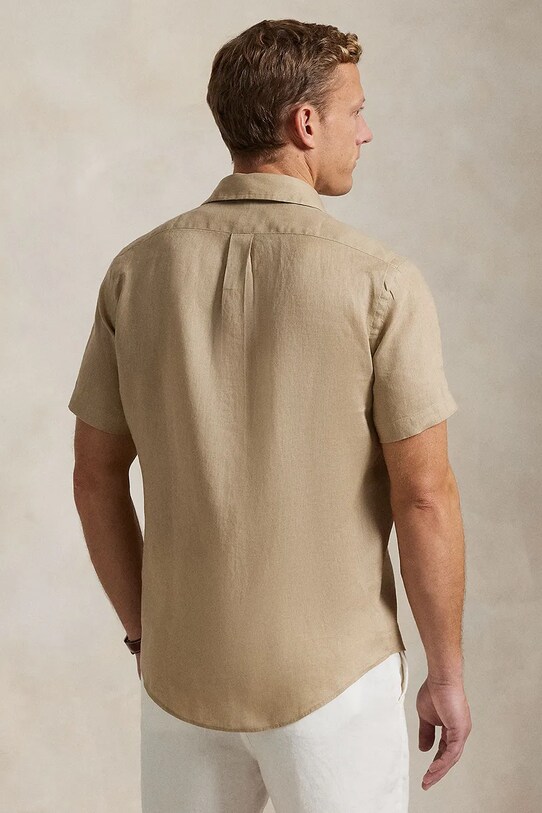 Ľanová košeľa Polo Ralph Lauren Sport Shirt 710968912 béžová SS25