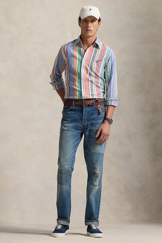 Oblečení Bavlněná košile Polo Ralph Lauren Sport Shirt 710968964 námořnická modř