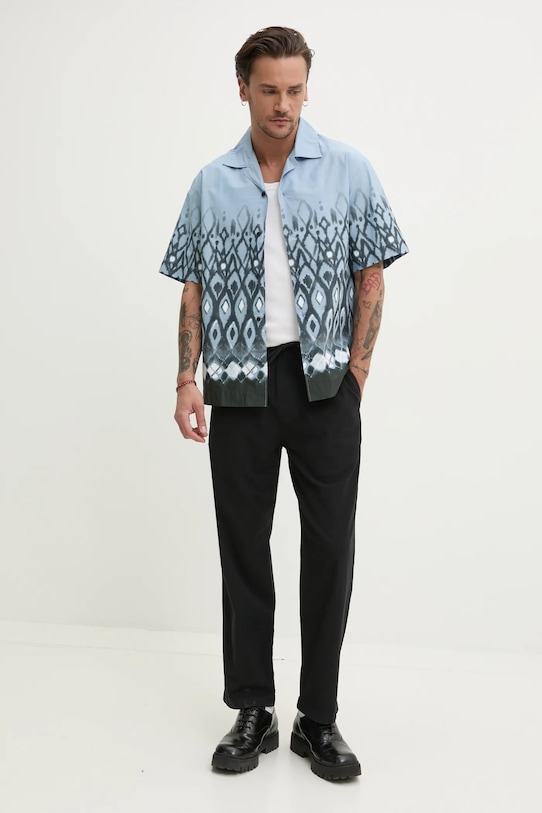 Bavlněná košile HUGO 50539218 modrá SS25