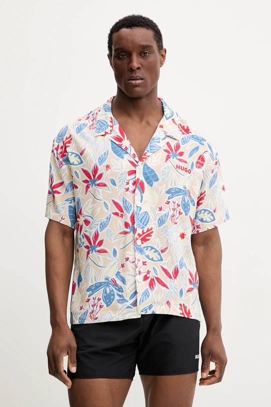 Пляжна сорочка HUGO BEACH SHIRT RELAXED бежевий 50540065