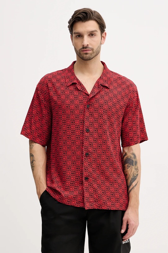 HUGO koszula plażowa BEACH SHIRT RELAXED czerwony 50540065