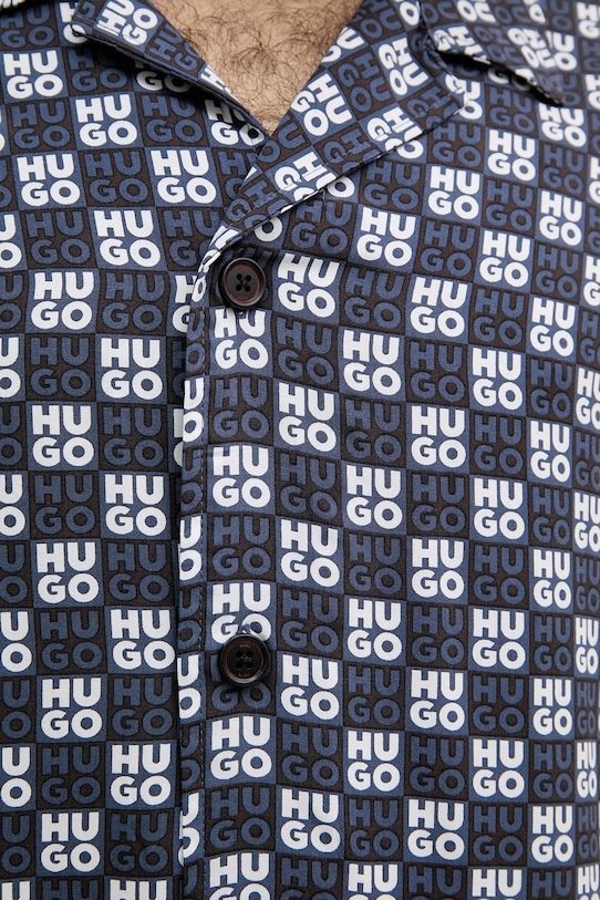 HUGO plážová košile pánská BEACH SHIRT RELAXED 50540065 námořnická modř