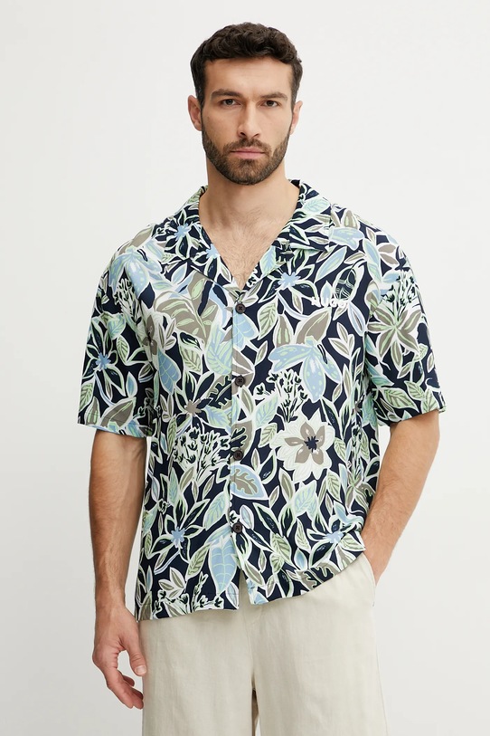 HUGO koszula plażowa BEACH SHIRT RELAXED granatowy 50540065