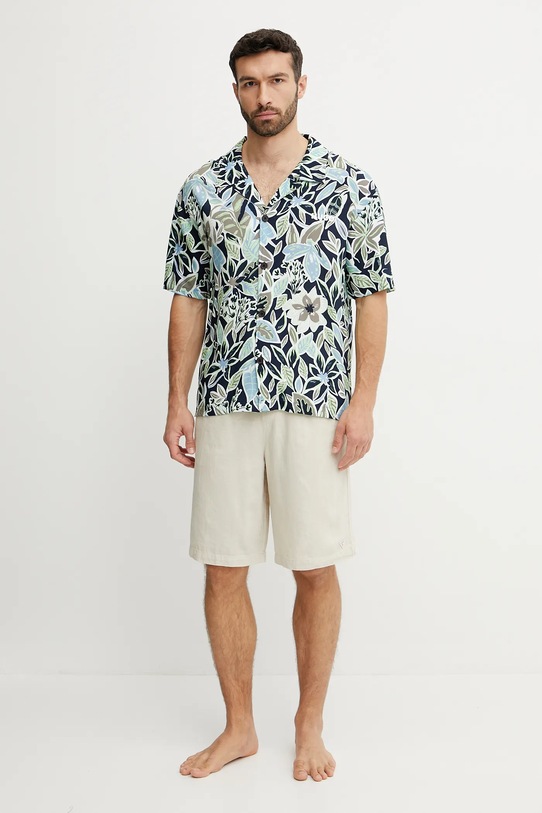 HUGO koszula plażowa BEACH SHIRT RELAXED 50540065 granatowy SS25