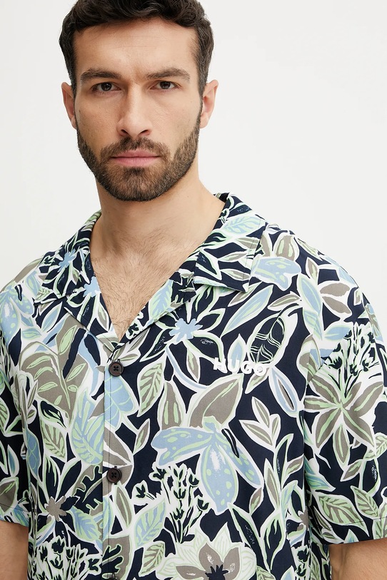 HUGO koszula plażowa BEACH SHIRT RELAXED granatowy 50540065