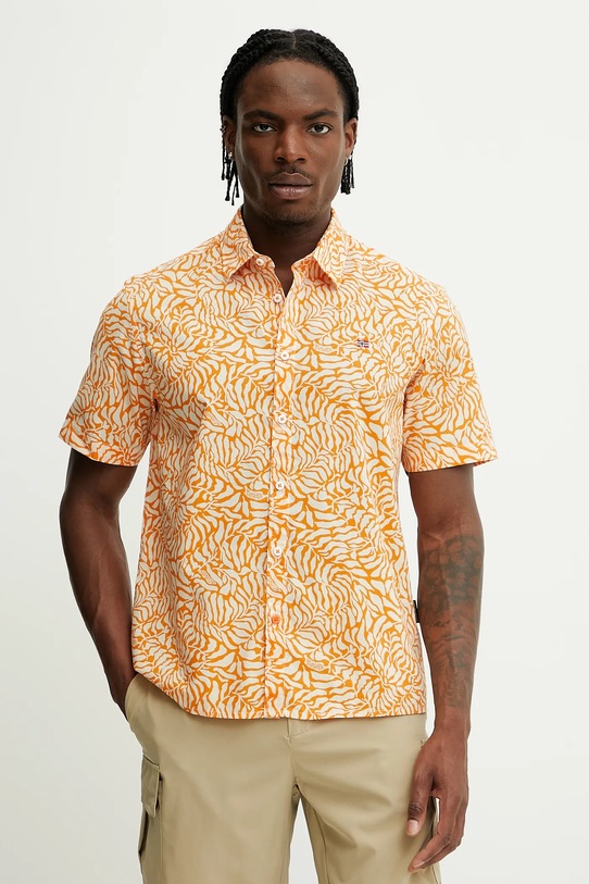 Napapijri cămașă din bumbac G-Ronge scurt portocaliu NP0A4IDLFCW1