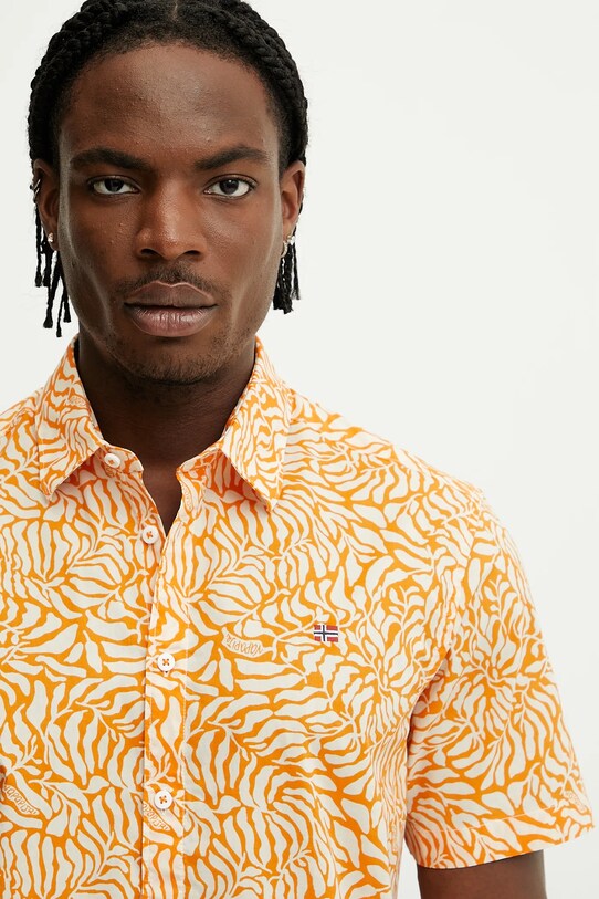 Napapijri cămașă din bumbac G-Ronge portocaliu NP0A4IDLFCW1