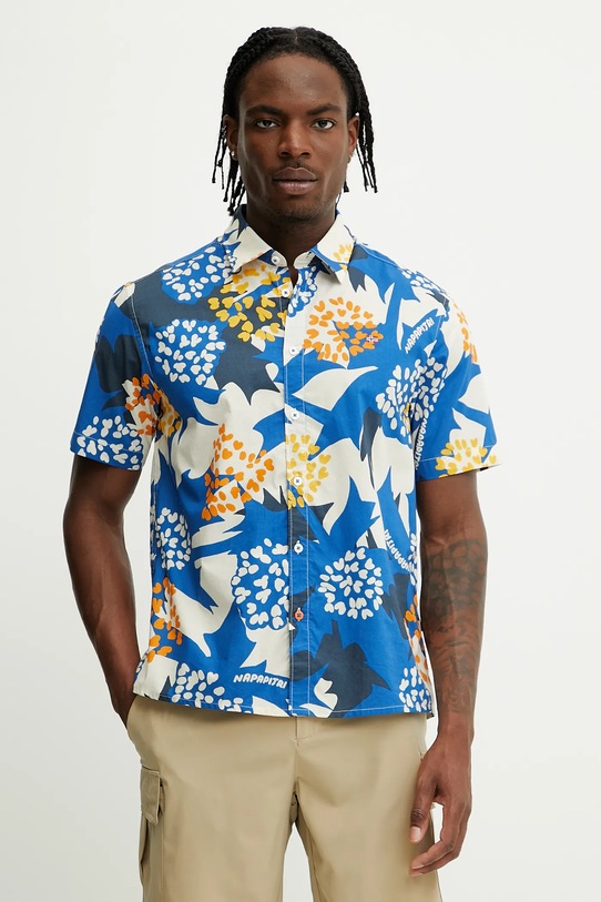 Бавовняна сорочка Napapijri G-Ronge візерунок блакитний NP0A4IDLFDB1
