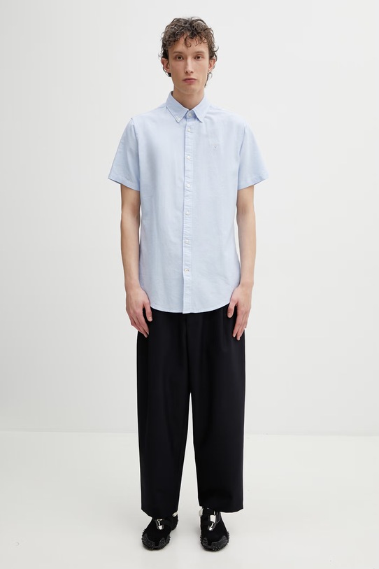Barbour koszula bawełniana Oxtown S/S Tailored Shirt MSH5313 niebieski