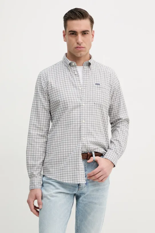 Bavlnená košeľa Barbour Banner Tailored Shirt slim sivá MSH5435