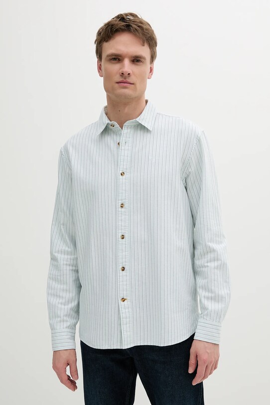 Barbour koszula bawełniana Fenfield Oxford Stripe Relaxed Fit Shirt klasyczny turkusowy MSH5586