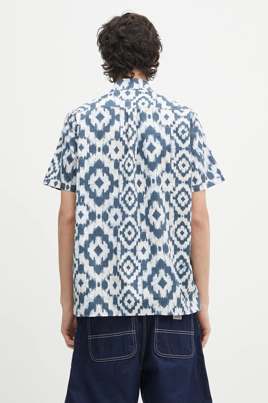 Одежда Хлопковая рубашка Homelane Printed S/S Relaxed Fit Shirt MSH5599 тёмно-синий