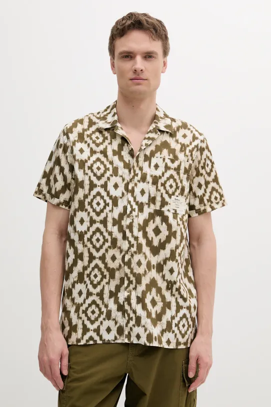 Homelane Printed S/S Relaxed Fit Shirt χαλαρό πράσινο MSH5599