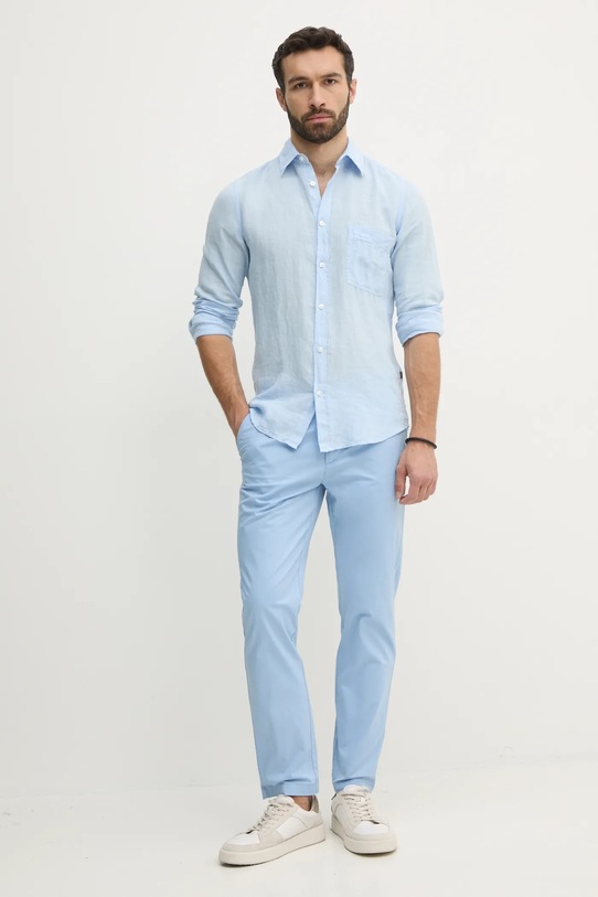 BOSS Orange koszula lniana 50537381 niebieski SS25
