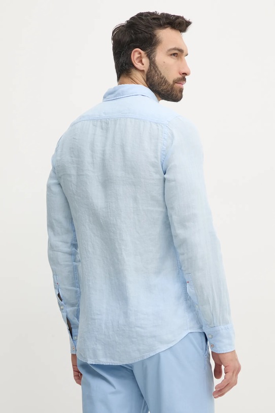 Odzież BOSS Orange koszula lniana 50537381 niebieski