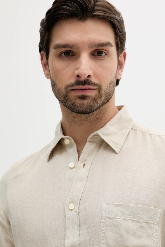 Lanena košulja BOSS Orange bež 50537381