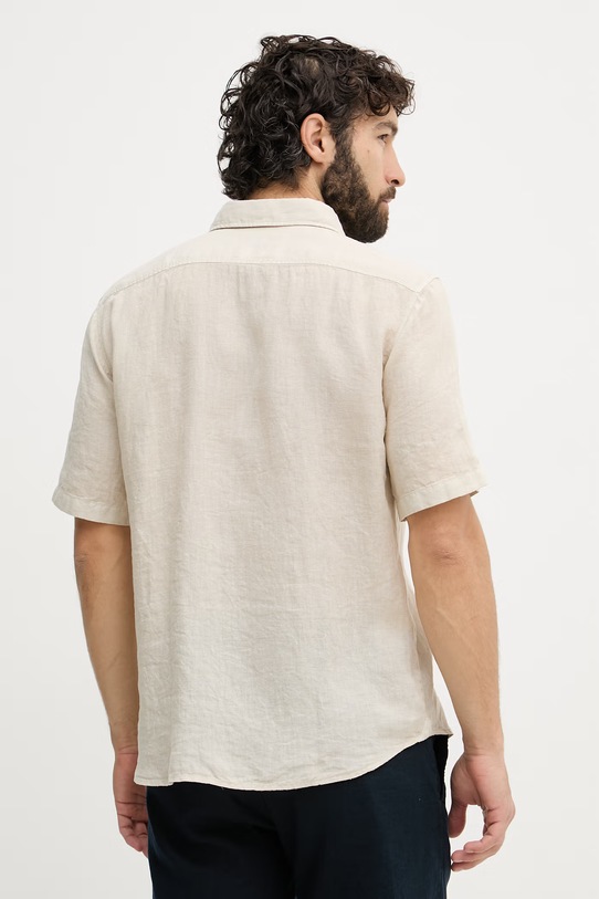 Oblečenie BOSS Orange košeľa pánska ľanová 50537382 béžová