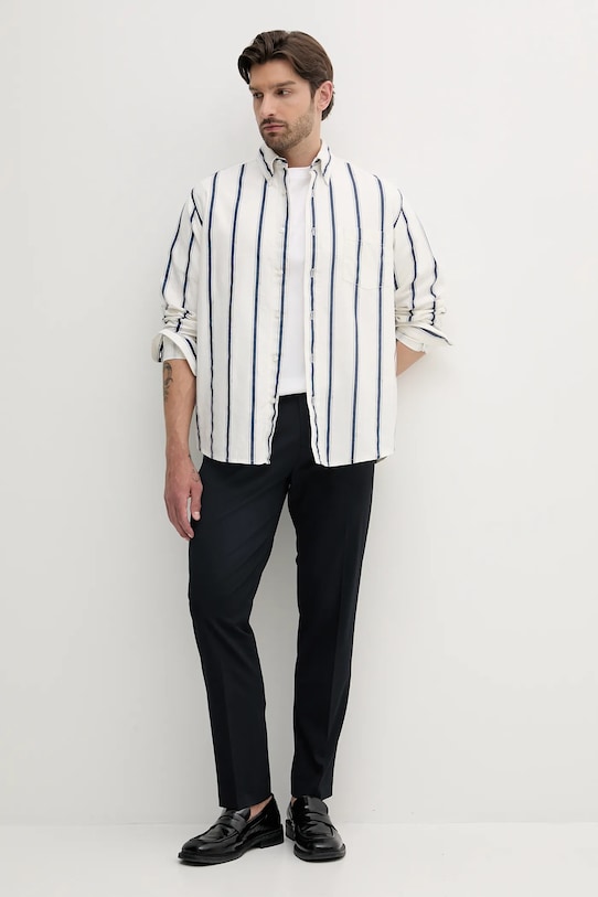 BOSS Orange koszula z domieszką lnu 50538296 biały SS25