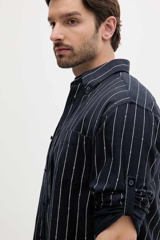 BOSS Orange cămașă din amestec de in bleumarin 50538296