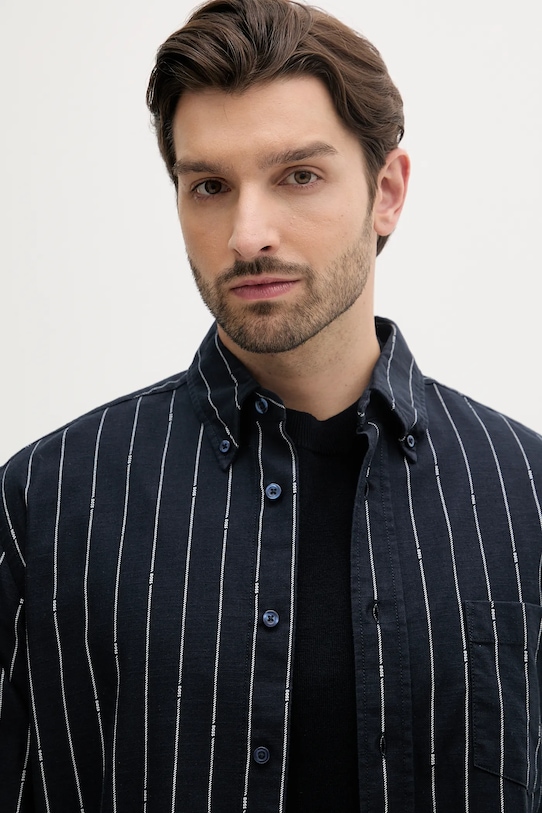 BOSS Orange cămașă din amestec de in 50538296 bleumarin