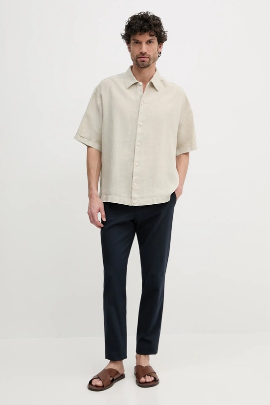 Льняная рубашка BOSS Orange 50538880 бежевый SS25
