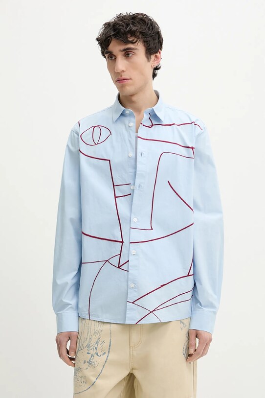 Desigual koszula bawełniana EMBRO wzorzyste niebieski 25SMCW01