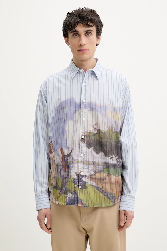 Desigual camasa din bumbac ARTWORK print albastru 25SMCW05