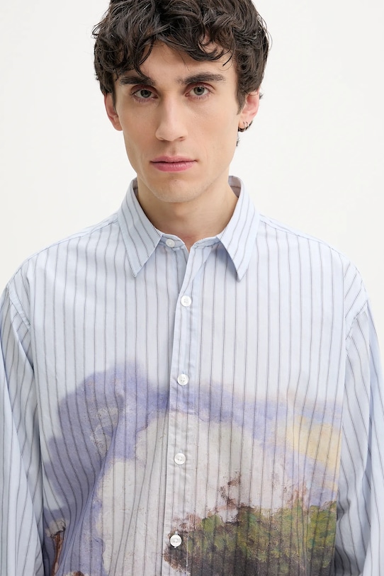 Desigual camasa din bumbac ARTWORK albastru 25SMCW05