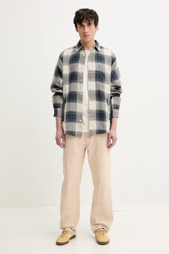 Bavlněná košile Desigual LUMBERJACK 25SMCW08 námořnická modř SS25