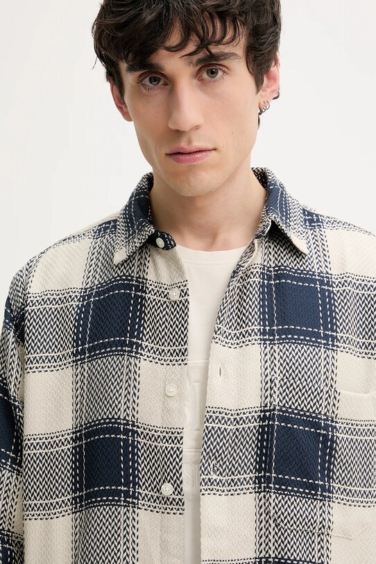 Bavlněná košile Desigual LUMBERJACK námořnická modř 25SMCW08