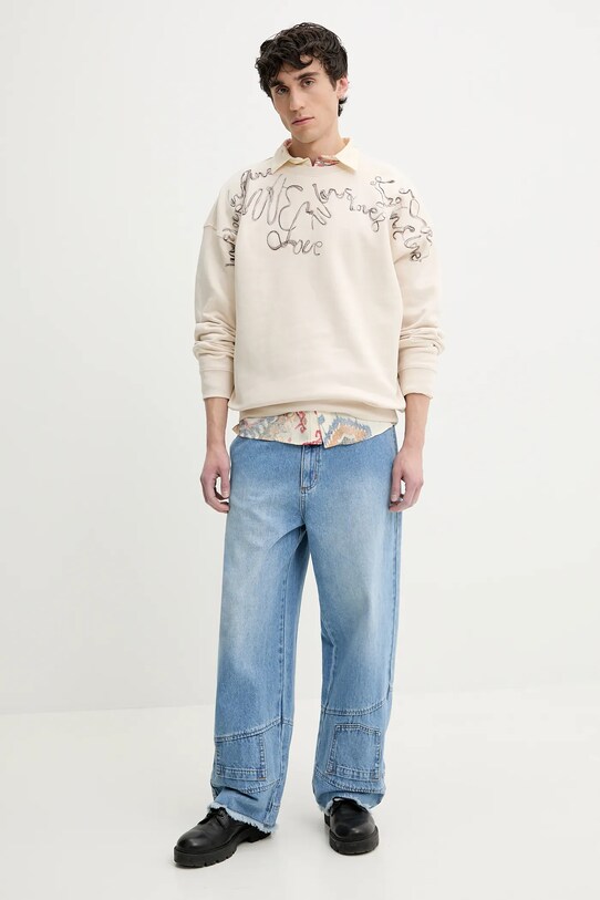 Bavlněná košile Desigual IKAT 25SMCW14 béžová SS25