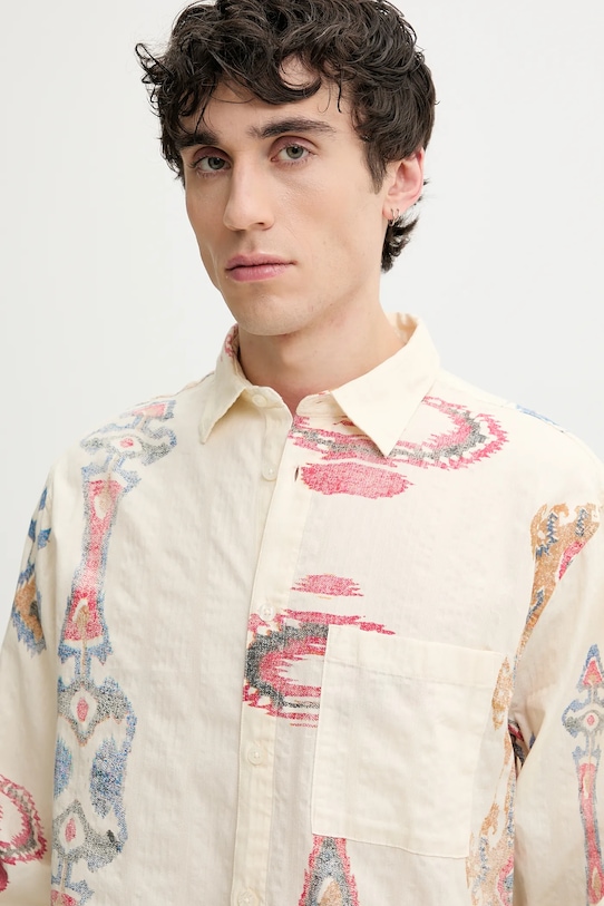 Памучна риза Desigual IKAT бежов 25SMCW14