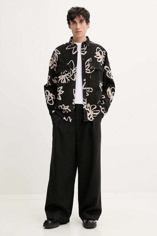 Bavlněná košile Desigual NATURE 25SMCW16 černá SS25