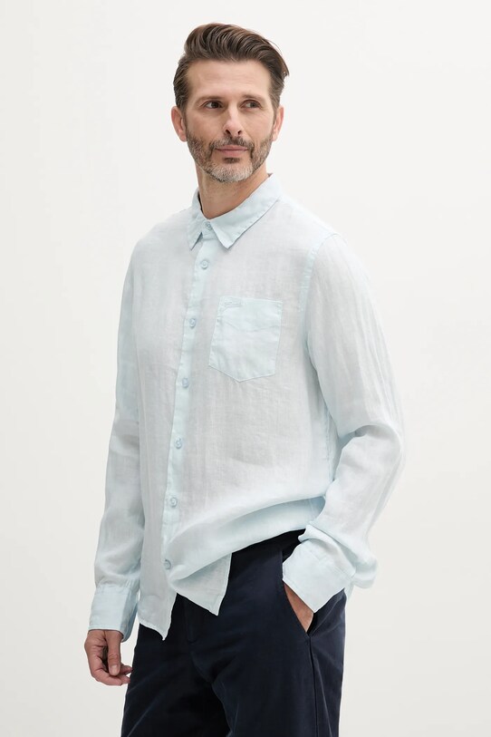 Guess cămașă de in NAPA lung albastru M5GH73.WH3J0