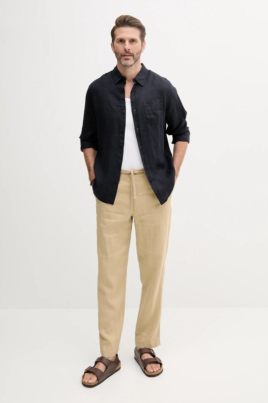 Lněná košile Guess NAPA M5GH73.WH3J0 námořnická modř SS25