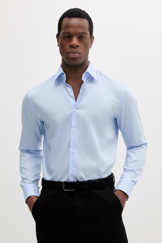 Βαμβακερό πουκάμισο BOSS slim μπλε 50539177
