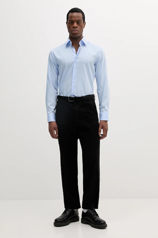 Βαμβακερό πουκάμισο BOSS 50539177 μπλε SS25