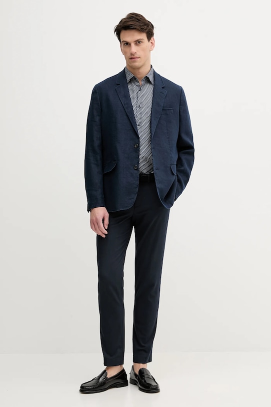 BOSS cămașă de in 50539532 bleumarin SS25