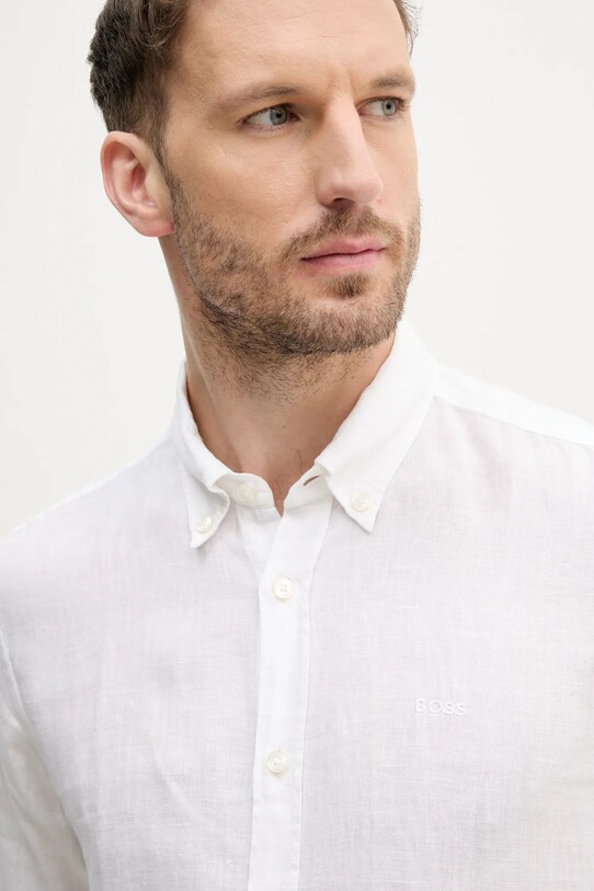 BOSS camicia di lino bianco 50520283