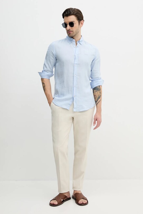 Lanena košulja BOSS 50520283 plava SS25