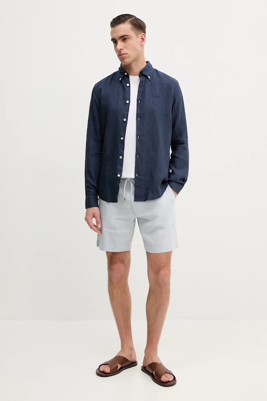 BOSS koszula lniana 50520283 granatowy SS25