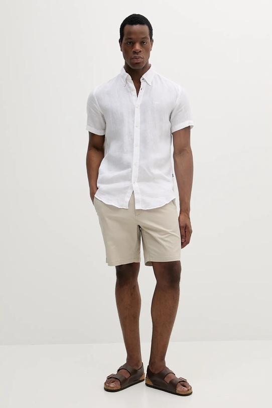 Ľanová košeľa BOSS 50539352 biela SS25