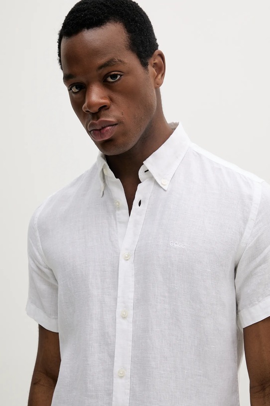 Ľanová košeľa BOSS biela 50539352