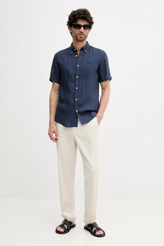 BOSS koszula lniana 50539352 granatowy SS25