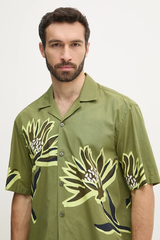 BOSS cămașă din bumbac cu modele verde 50540851
