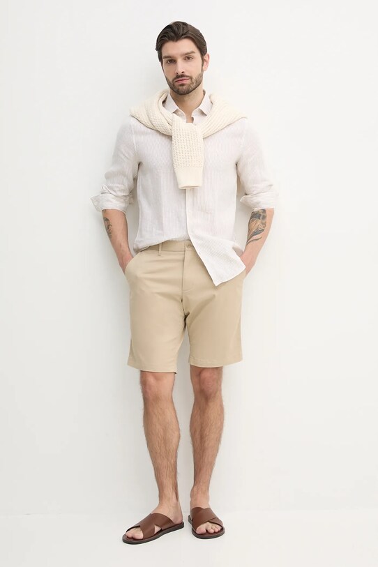 Calvin Klein koszula lniana K10K109332 beżowy SS25