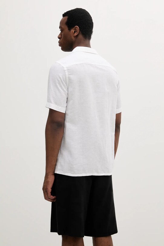 Odzież Calvin Klein koszula lniana K10K114197 biały