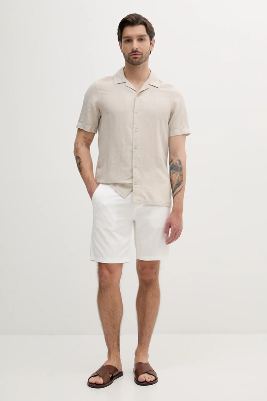 Ľanová košeľa Calvin Klein K10K114197 béžová SS25