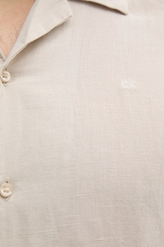 Ľanová košeľa Calvin Klein K10K114197 béžová
